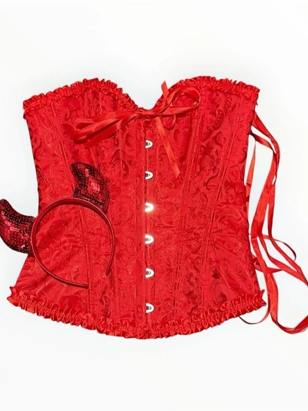 Red Lace-Up Corset - Picture 1 of 6